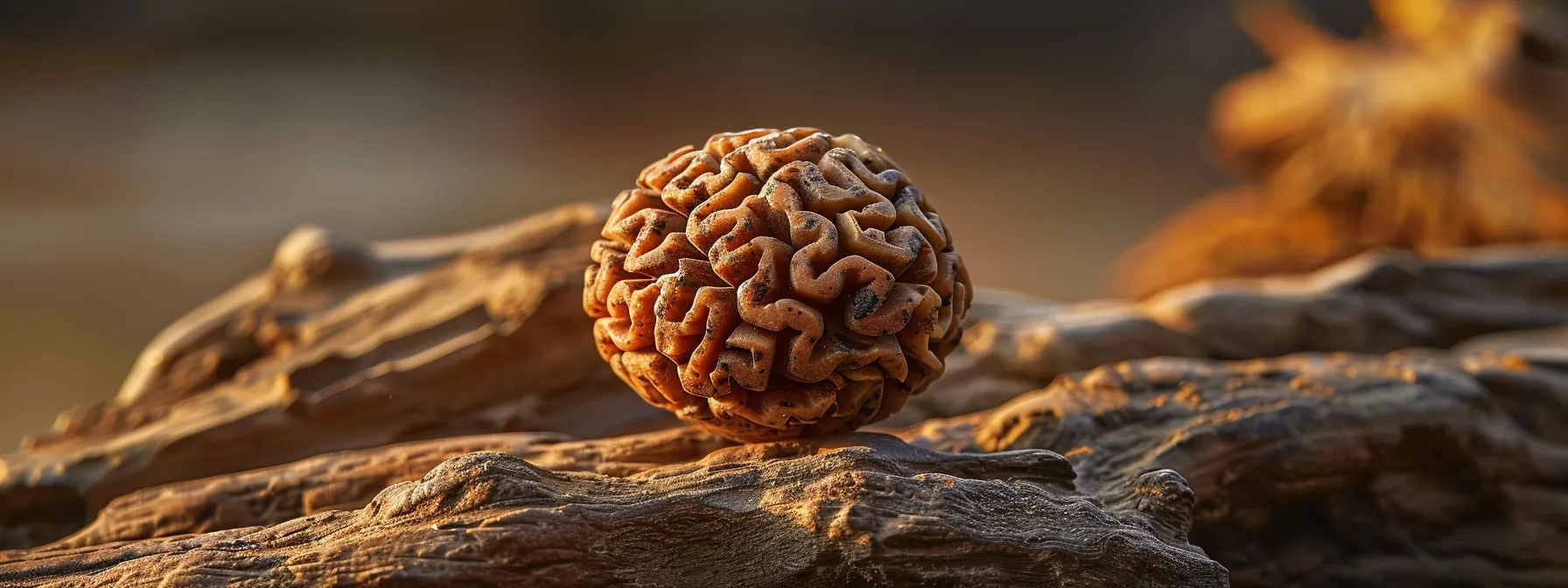 a close-up photo of a twenty mukhi rudraksha, showcasing its intricate details and spiritual significance.