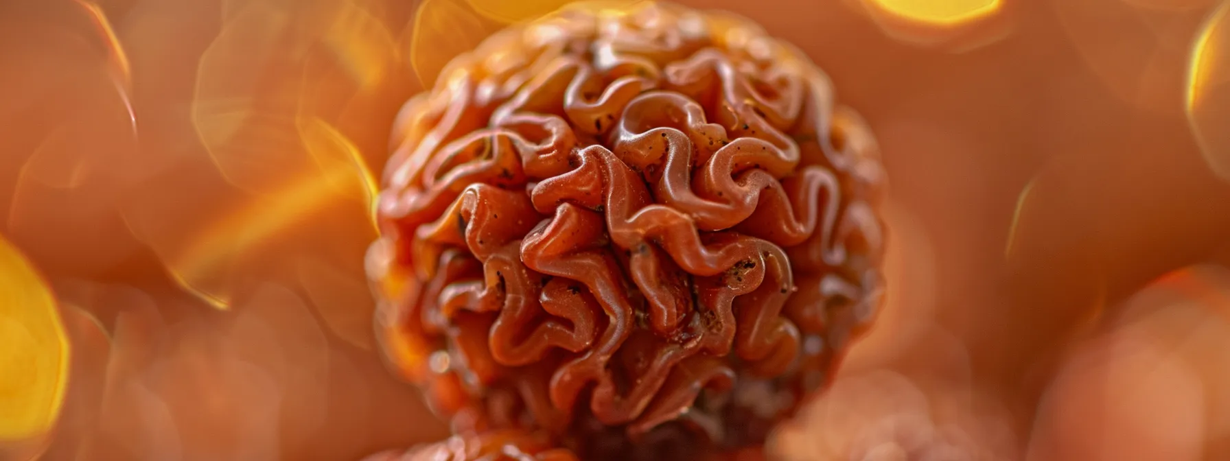 a close-up shot of a ten mukhi rudraksha bead, gleaming with spiritual significance and divine symbolism.