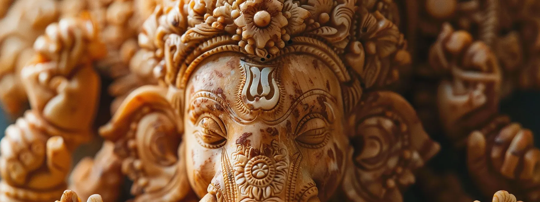 a close-up photo showcasing the intricate details of a ganesha rudraksha bead, highlighting its symbolic significance and connection to agni and sanskrit symbolism.