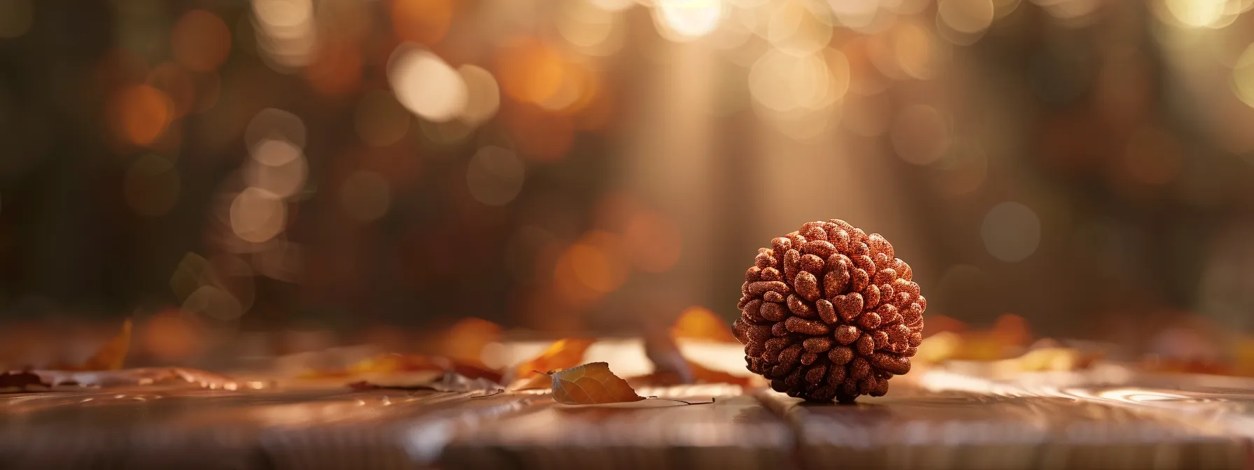 a close-up photo of a lustrous twenty mukhi rudraksha bead exuding a sense of divine prosperity and spiritual connection.