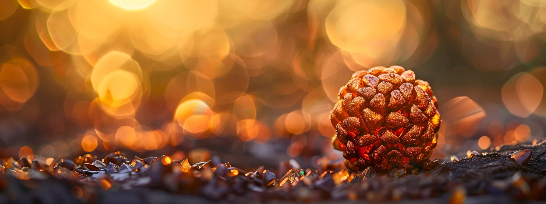 a close-up photo of a vibrant, multi-faceted rudraksha bead, symbolizing the diverse spiritual benefits and paths to prosperity.