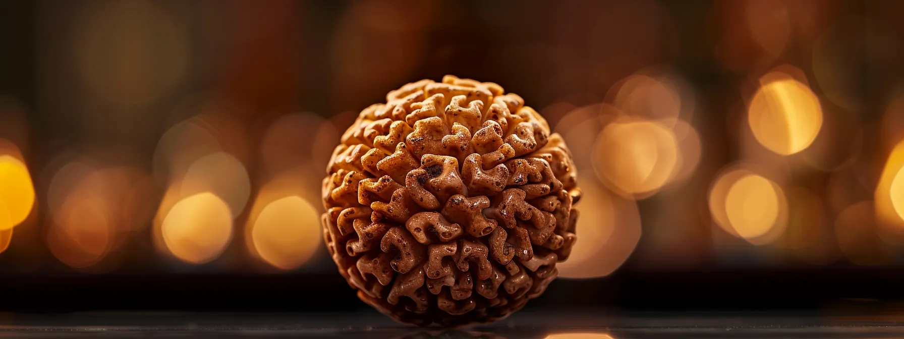 a close-up of the intricate nineteen mukhi rudraksha bead, showcasing its unique nineteen faces and powerful spiritual significance.