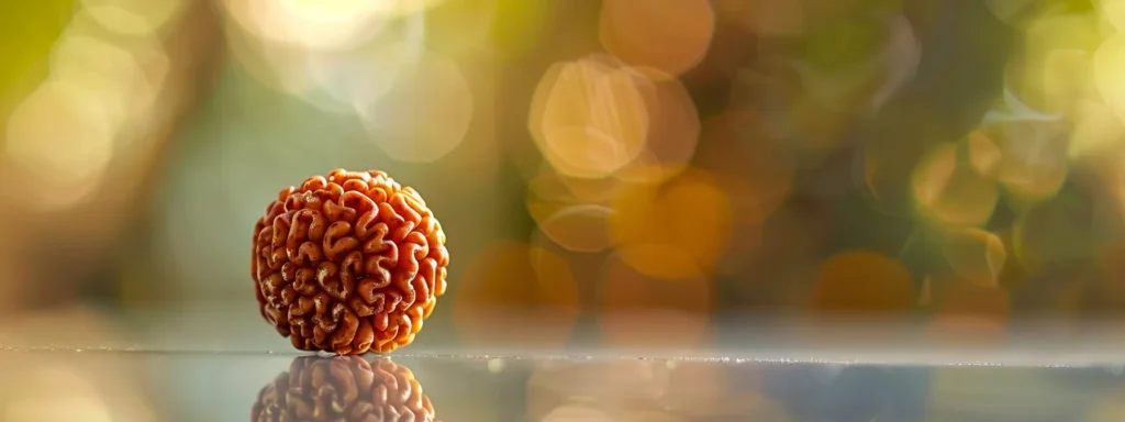 a close-up shot of a vibrant, intricate twenty mukhi rudraksha bead against a soft, blurred background to highlight its unique biomedical properties.