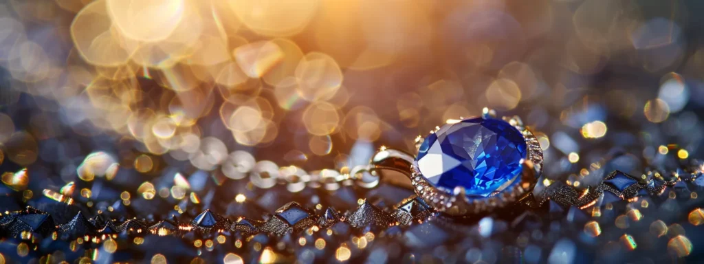 a dazzling blue sapphire pendant gleaming under the sunlight.