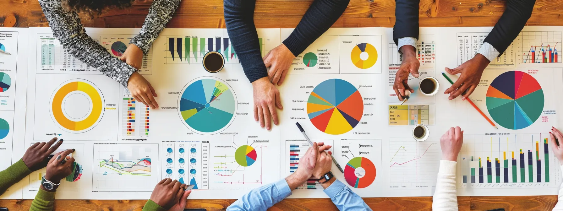 a group of diverse leaders gathered around a table, engrossed in discussion, surrounded by charts and data, embodying collaboration and strategic decision-making.