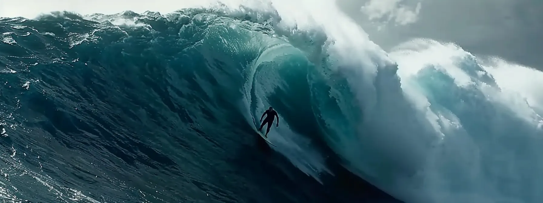 a lone surfer confidently riding a massive wave, embodying a resilient mindset with a bulletproof attitude to thrive in australia.