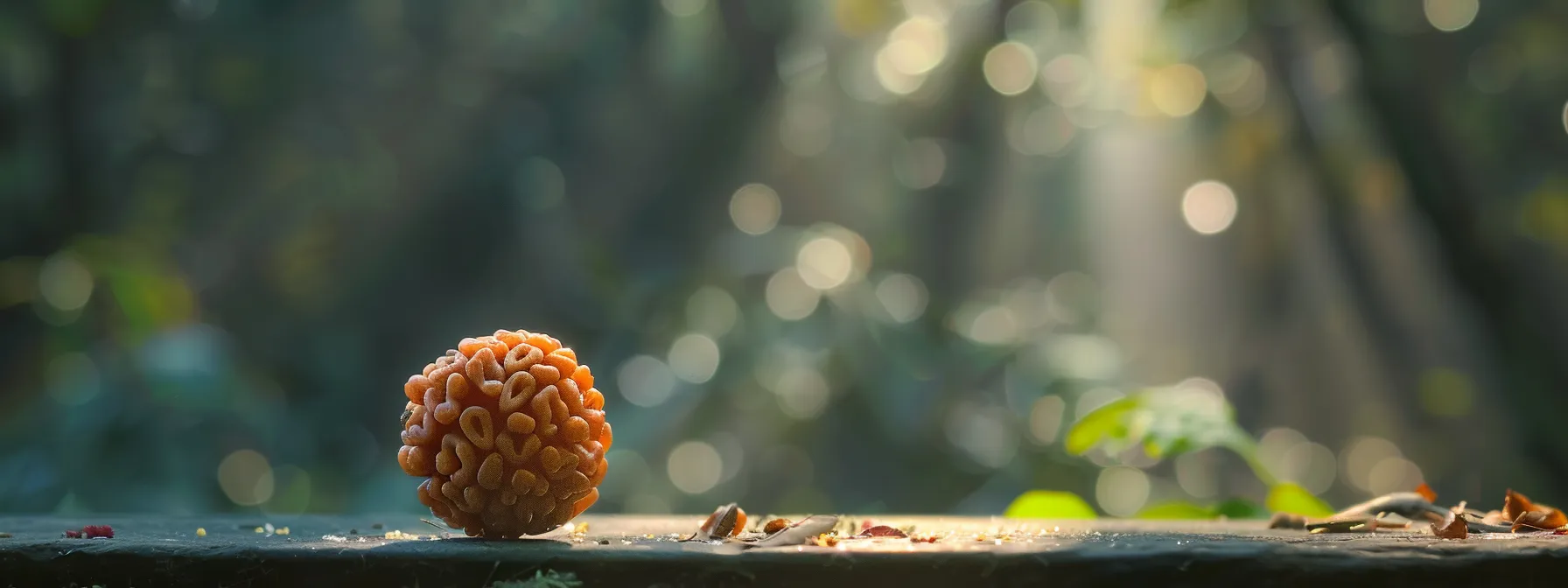 a magnificent eight mukhi rudraksha bead gleaming with spiritual significance.