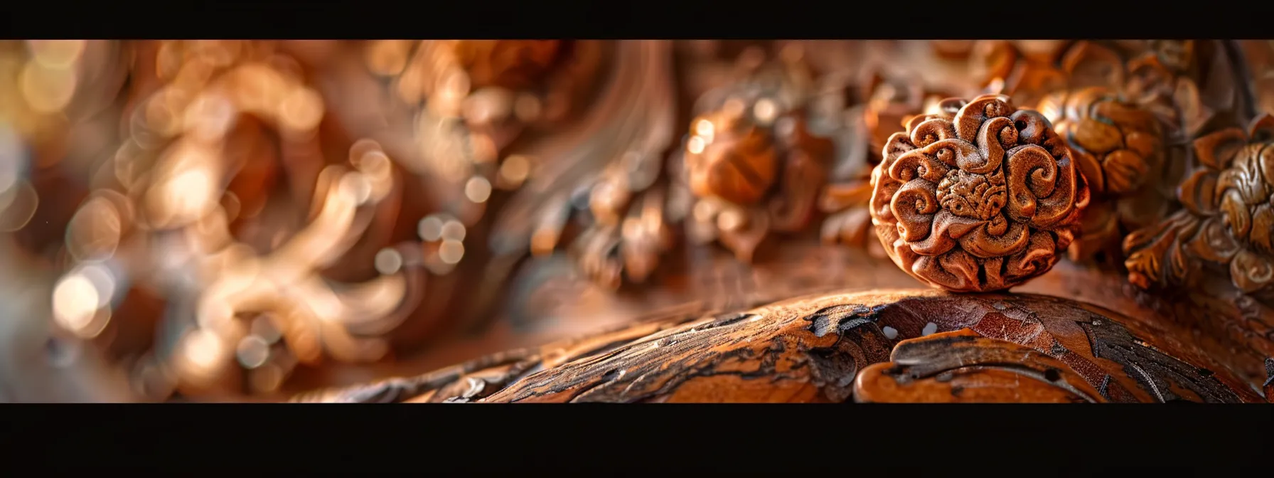 a mystical eight mukhi rudraksha gleaming against a backdrop of ancient sandalwood carvings, embodying the essence of strength and protection in hindu mythology.