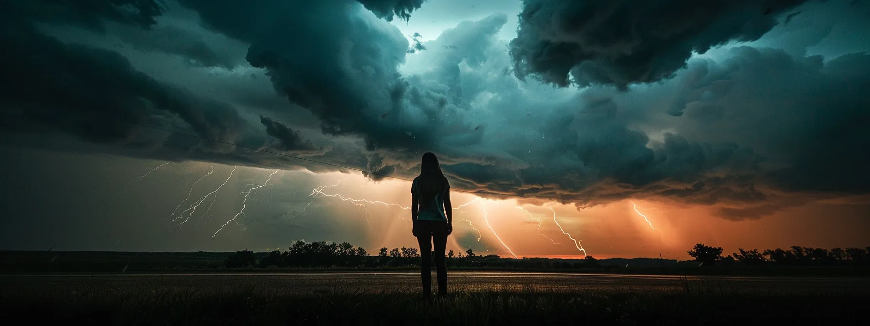 a person calmly standing amidst a storm, symbolizing emotional resilience in the face of challenges.