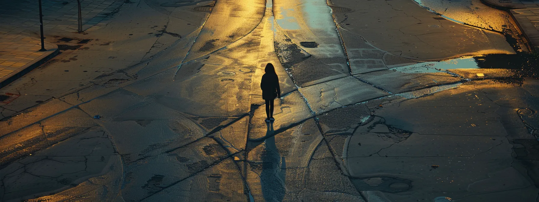 a person standing at a crossroads, with one path leading to old habits and the other path leading to positive practices, symbolizing the choice to initiate a paradigm shift.