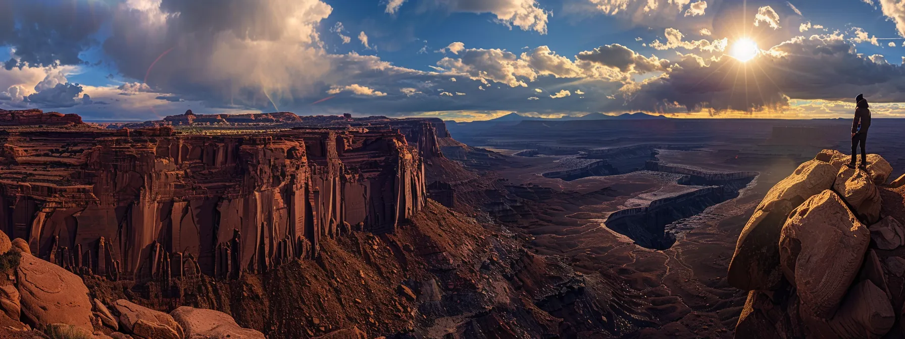 a person standing at the edge of a cliff, overlooking a vast landscape, symbolizing the alignment of thoughts and actions to turn potential into reality.