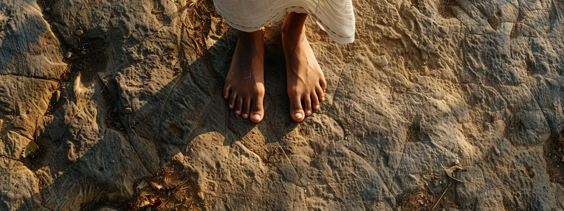 a person standing barefoot on the earth, eyes closed, soaking in the grounding energy of nature.