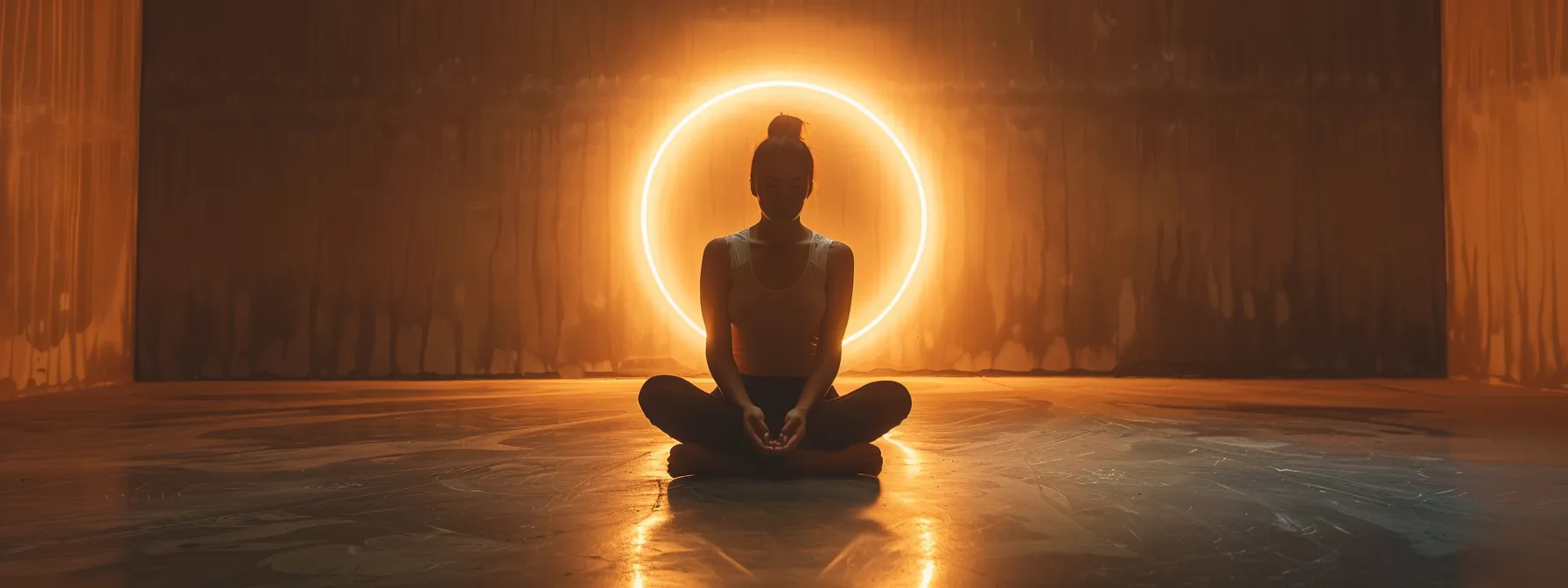 a person surrounded by a halo of light, peacefully managing stress and enhancing emotional well-being with heartmath techniques.