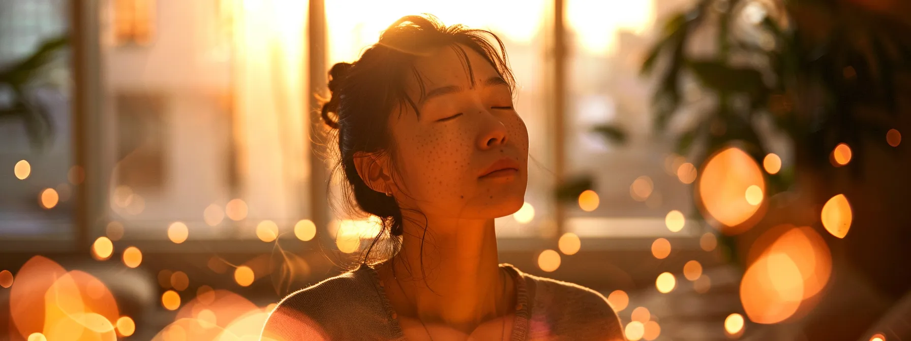 a person using inner balance technology while practicing the heart lock-in method for deep relaxation and emotional stability.