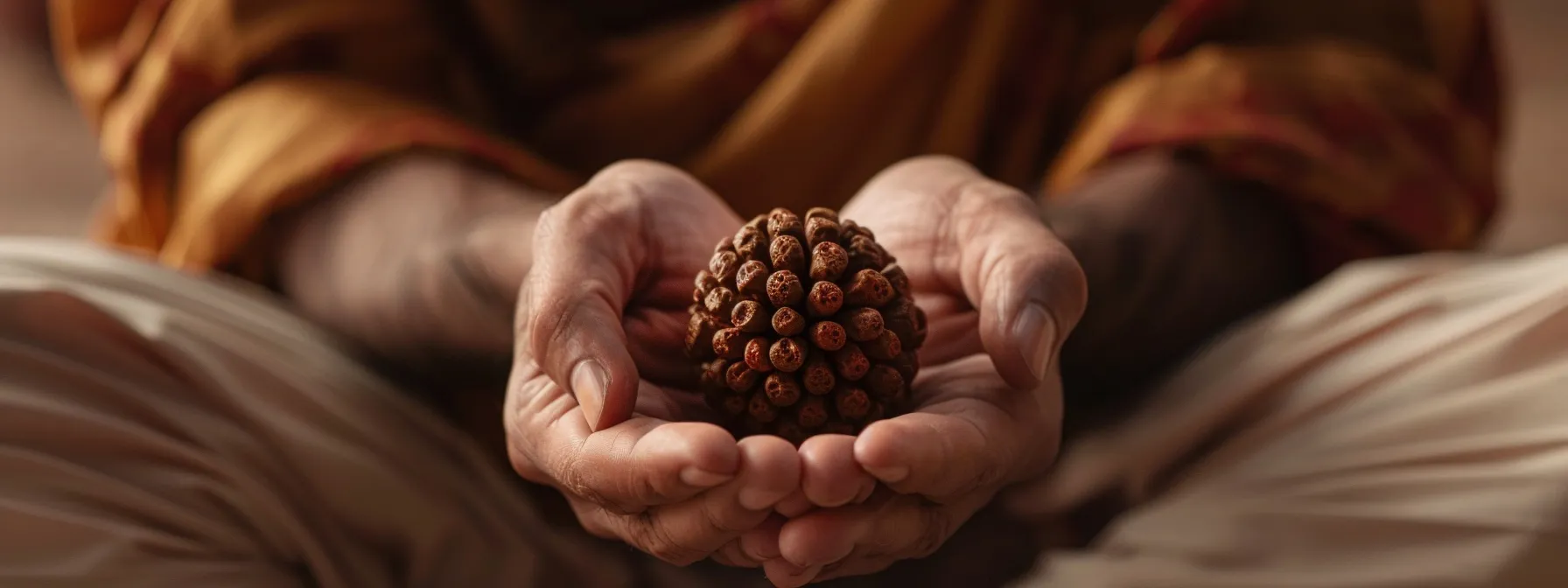 a person wearing a sixteen mukhi rudraksha exudes strength and spiritual aura, symbolizing their alignment with personal goals and well-being.