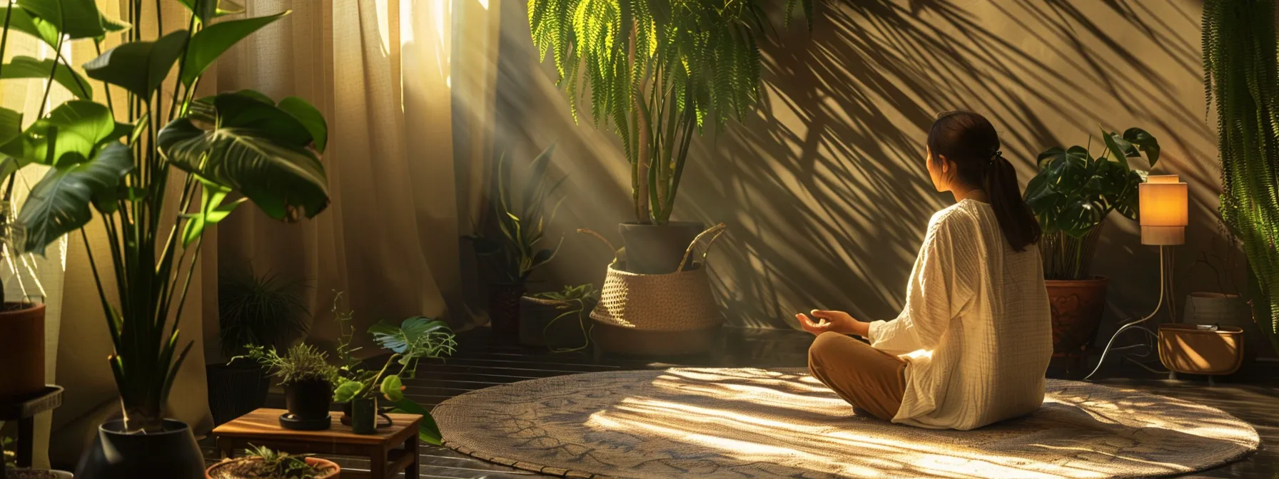 a serene, dimly lit room with a certified heartmath practitioner guiding a client through somatic experiencing techniques, surrounded by calming nature elements like plants and soothing music.