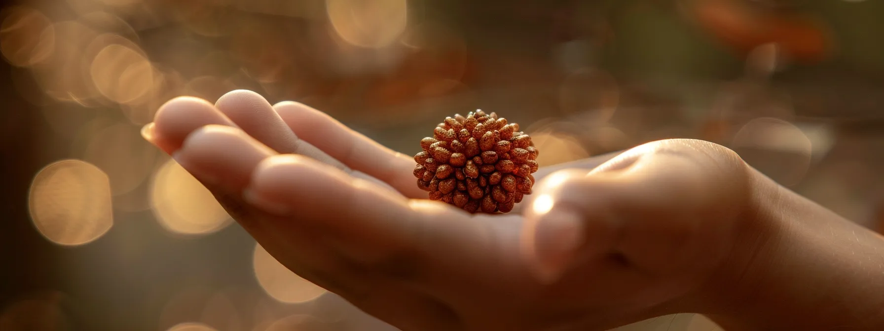 a serene hand holding a gleaming one mukhi rudraksha bead, surrounded by soft, natural lighting to symbolize its authenticity, purity, and spiritual significance.