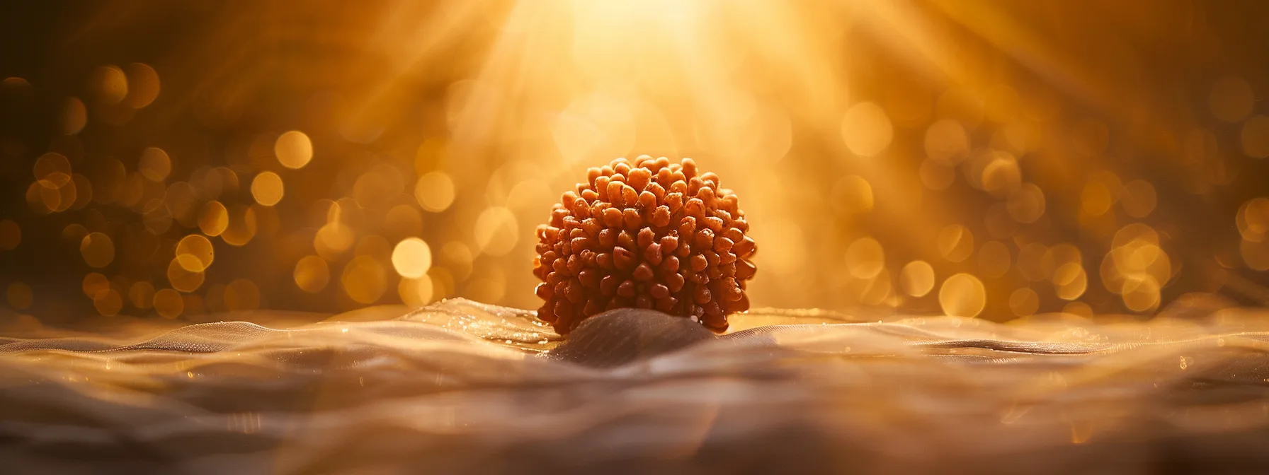 a sparkling eleven mukhi rudraksha bead shining with positive energy, purified and ready for spiritual practices.