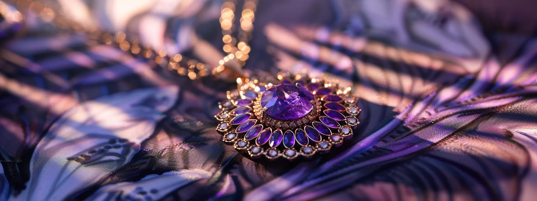 a stunning amethyst pendant necklace featuring intricate art deco design and modern tourmaline accents, perfect for adding a touch of personal style.