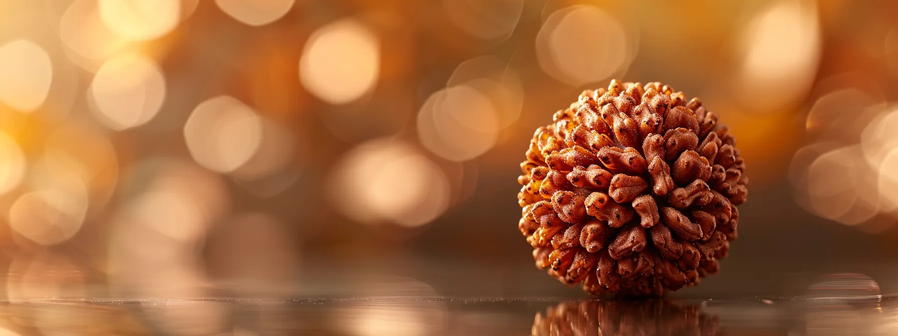 a stunning close-up of a radiant rudraksha bead, exuding a sense of prosperity and success.