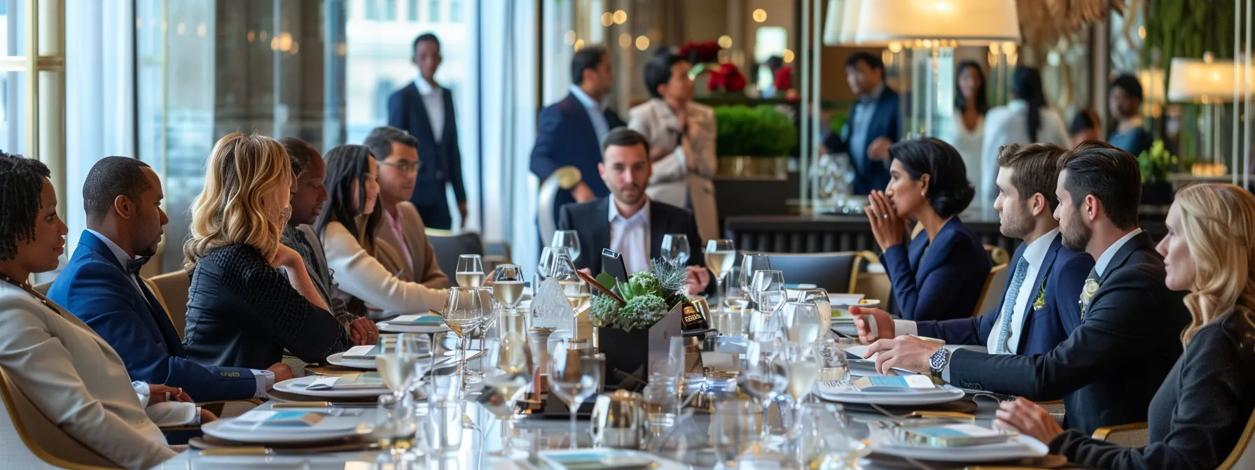 in a luxurious room, a group of confident, successful individuals gather around a large table, engaging in discussions and sharing insights on achieving financial abundance.