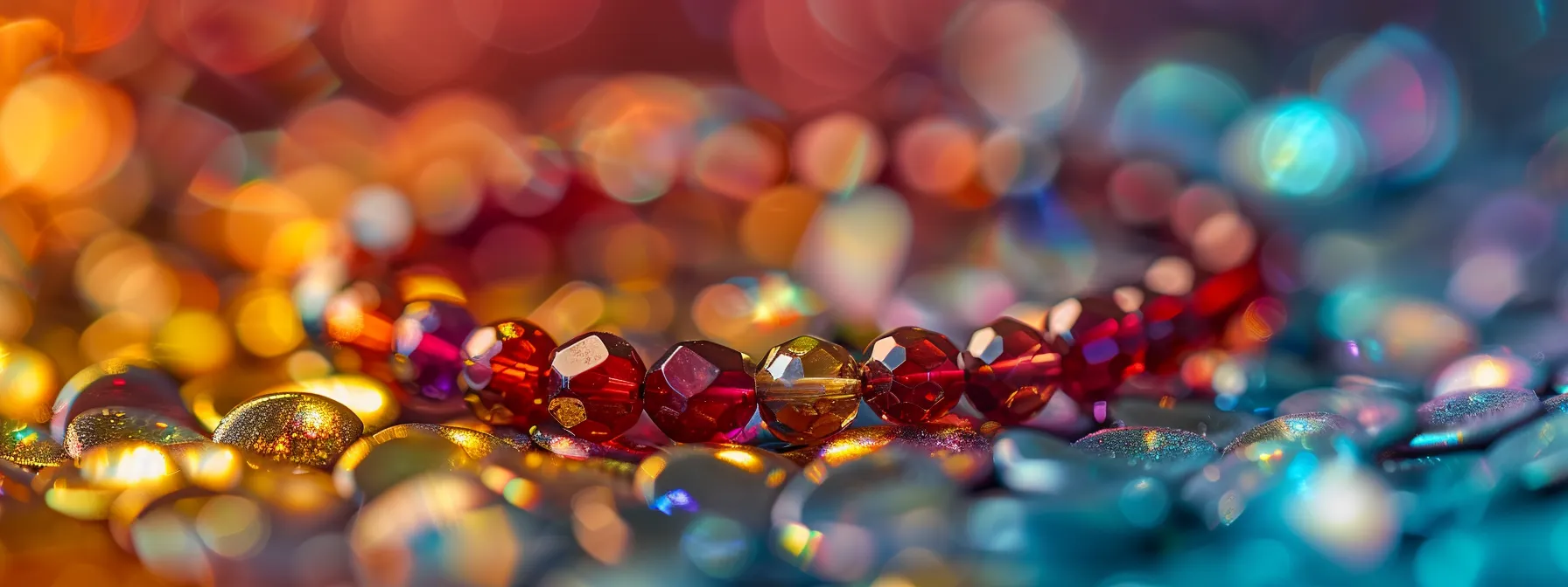 a beautiful garnet beaded bracelet shining elegantly against a backdrop of assorted colorful gemstones, showcasing its versatility and style.