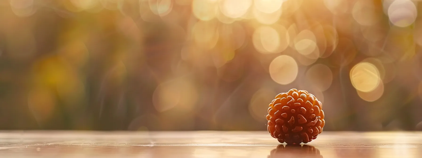 a close-up shot of a twelve mukhi rudraksha bead emitting a vibrant, energetic aura against a blurred background, symbolizing its powerful effects on mental well-being and personal development.