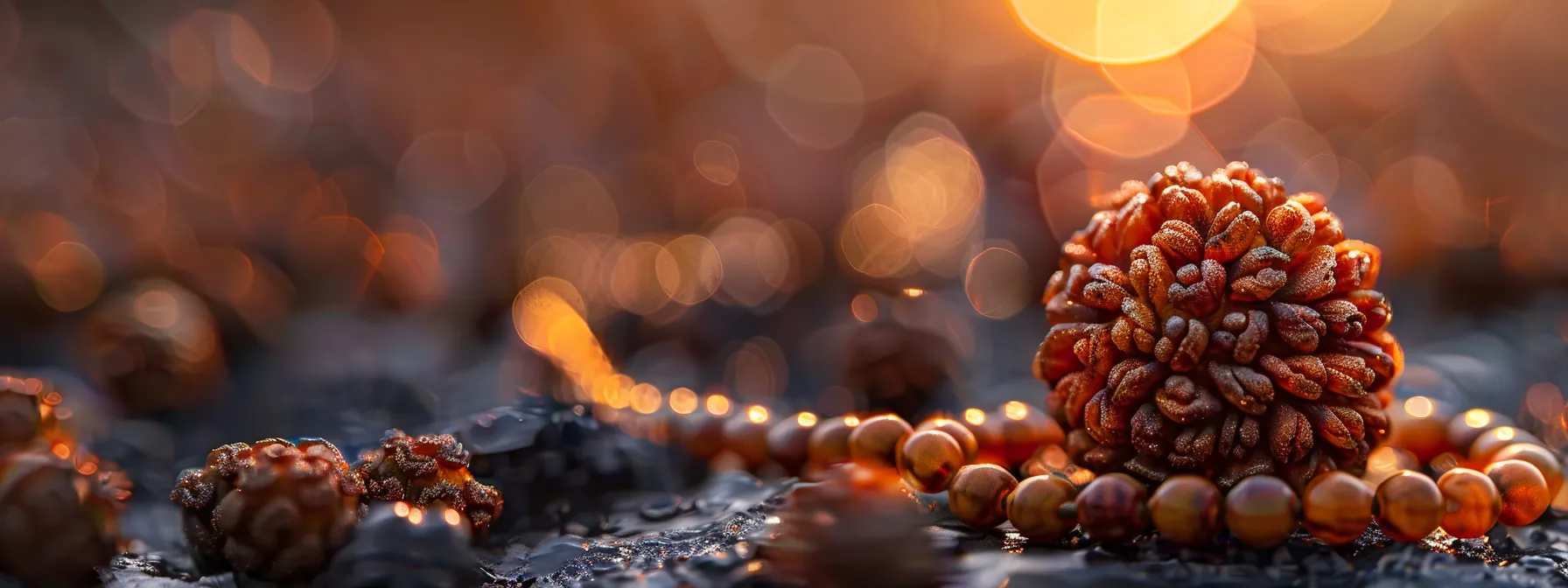 a close-up of a vibrant rudraksha bead showcasing its intricate details and spiritual significance in traditional and scientific contexts.