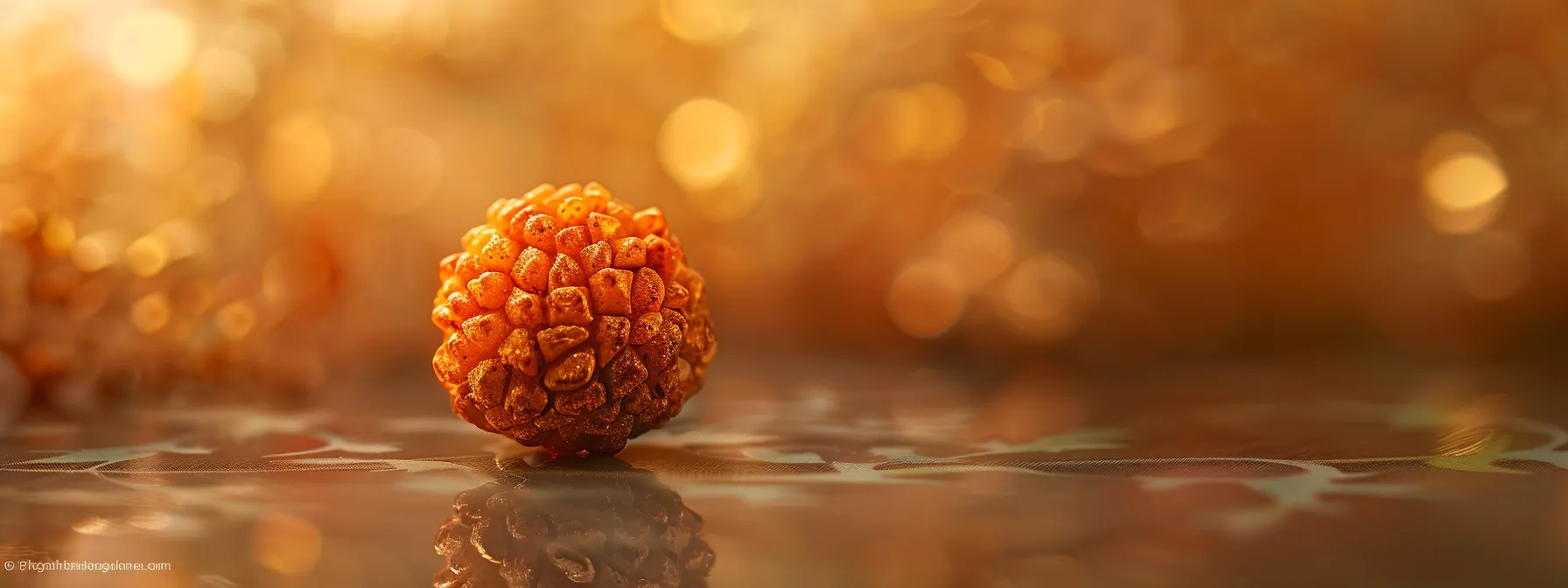 a close-up photo of a pristine twelve mukhi rudraksha under a bright laboratory light, showcasing its intricate details and certification papers.